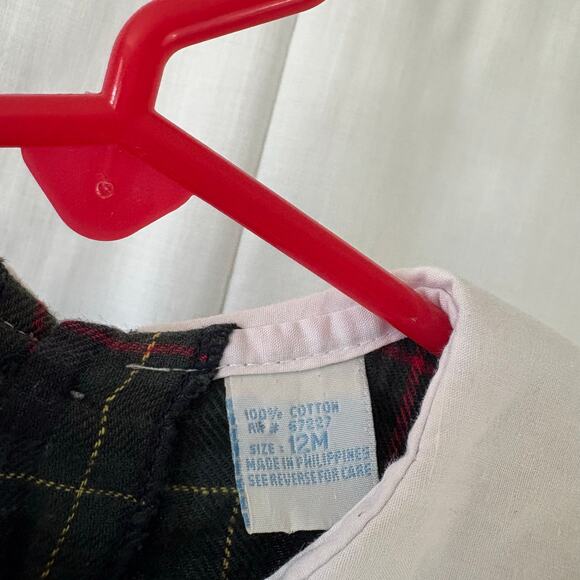 Vintage Fine & Dandy Baby Girl Embroidered Train Bubble Romper 12 Months Plaid - Picture 3 of 5
